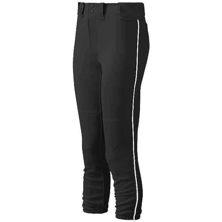 Mizuno Women&#39;s Select Belted Piped Pant - Black White - HIT a Double