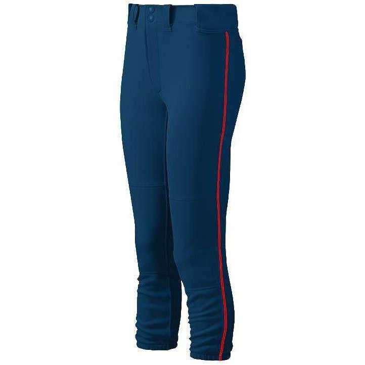 Mizuno Women&#39;s Select Belted Piped Pant - Navy Red - HIT a Double