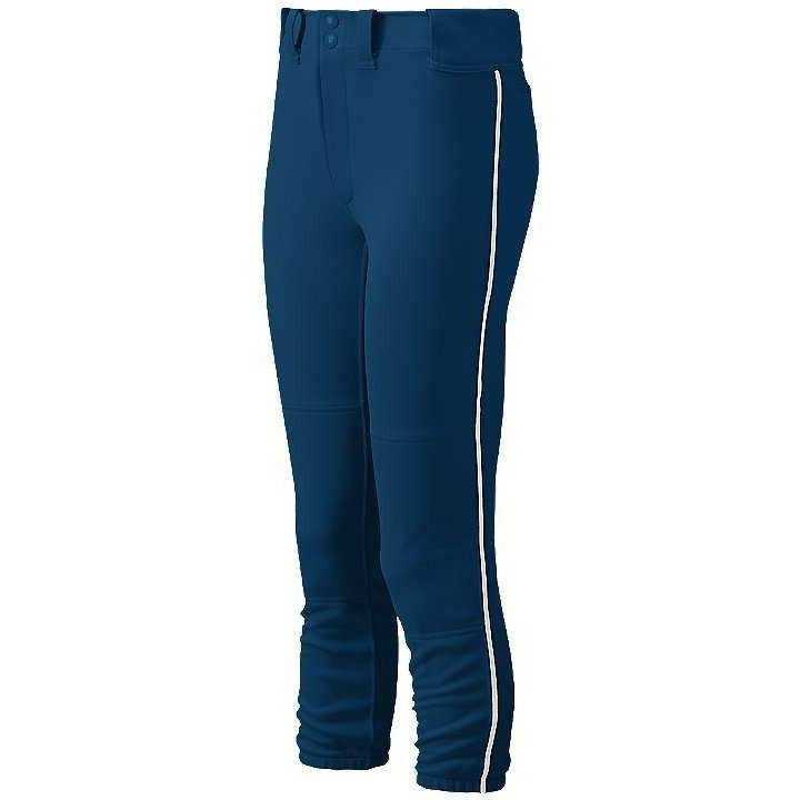 Mizuno Women&#39;s Select Belted Piped Pant - Navy White - HIT a Double