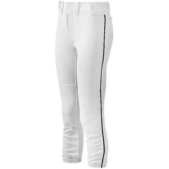 Mizuno Women&#39;s Select Belted Piped Pant - White Black - HIT a Double