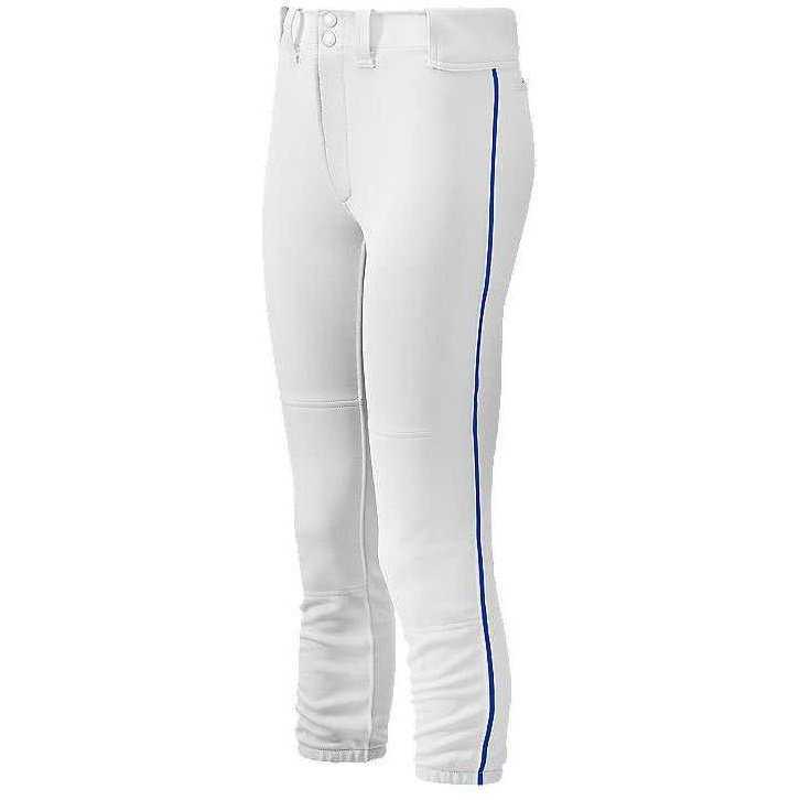 Mizuno Women&#39;s Select Belted Piped Pant - White Royal - HIT a Double