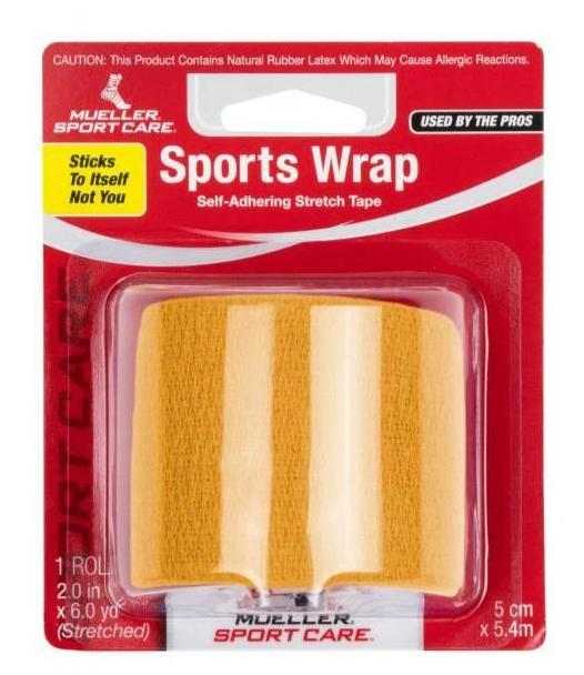 Mueller Sports Wrap Self-Adhering Stretch Tape (2" x 6 yds) - Gold - HIT a Double