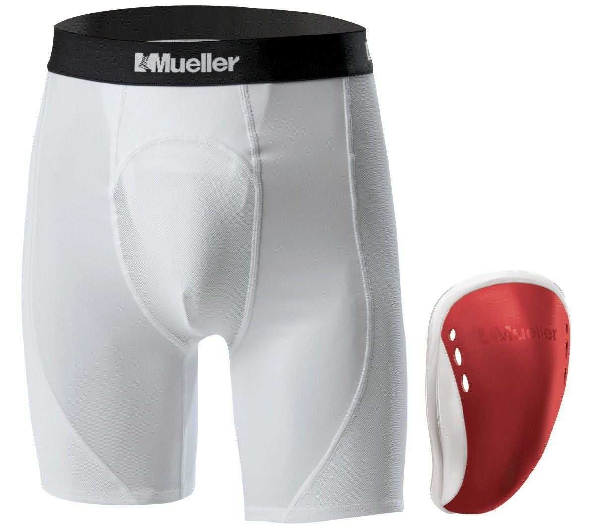 Mueller Teen Athletic Support Brief with Flex Shield Cup - Red