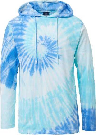 MV Sport 21456 Loco Mineral Wash Hooded Long Sleeve T-Shirt - Blue Lagoon Swirl - HIT a Double - 1
