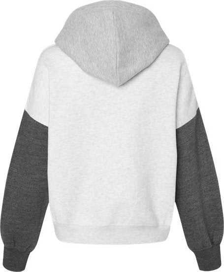 Mv Sport W23716 Women&#39;s Sueded Fleece Colorblocked Crop Hooded Sweatshirt - Charcoal - HIT a Double - 5