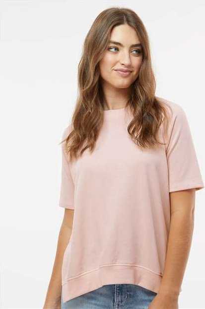 MV Sport W23711 Women&#39;s French Terry Short Sleeve Crewneck Pullover - Cameo Pink - HIT a Double - 2