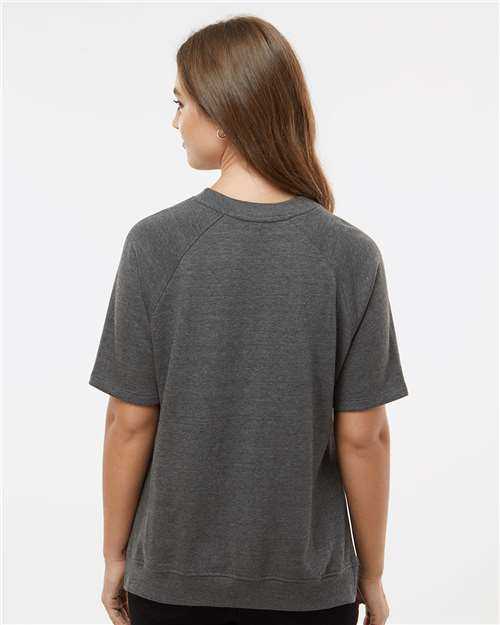 MV Sport W23711 Women&#39;s French Terry Short Sleeve Crewneck Pullover - Charcoal - HIT a Double - 4