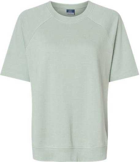 MV Sport W23711 Women's French Terry Short Sleeve Crewneck Pullover - Greenstone - HIT a Double - 1
