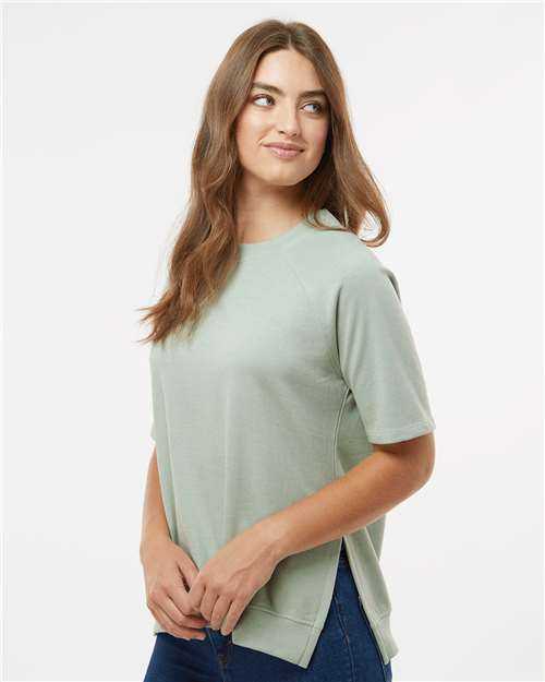 MV Sport W23711 Women&#39;s French Terry Short Sleeve Crewneck Pullover - Greenstone - HIT a Double - 3
