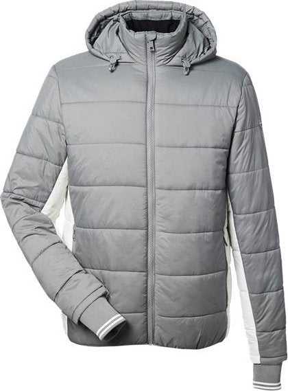 Nautica N17186 Nautical Mile Hooded Puffer Jacket - Graphite/ Antique White - HIT a Double - 1