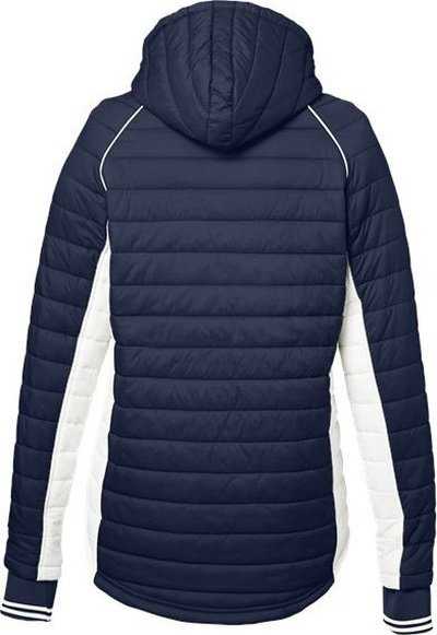 Nautica N17187 Women's Nautical Mile Hooded Puffer Jacket - Navy/ Antique White - HIT a Double - 1