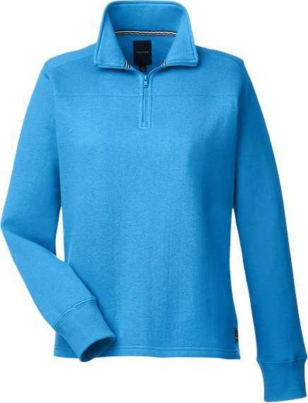 Nautica N17397 Women's Anchor Fleece Quarter-Zip Sweatshirt - Azure Blue - HIT a Double - 1