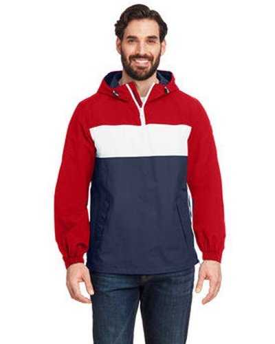 Nautica N17174 Unisex Windward Pullover Anorak - True Red Na Navy - HIT a Double