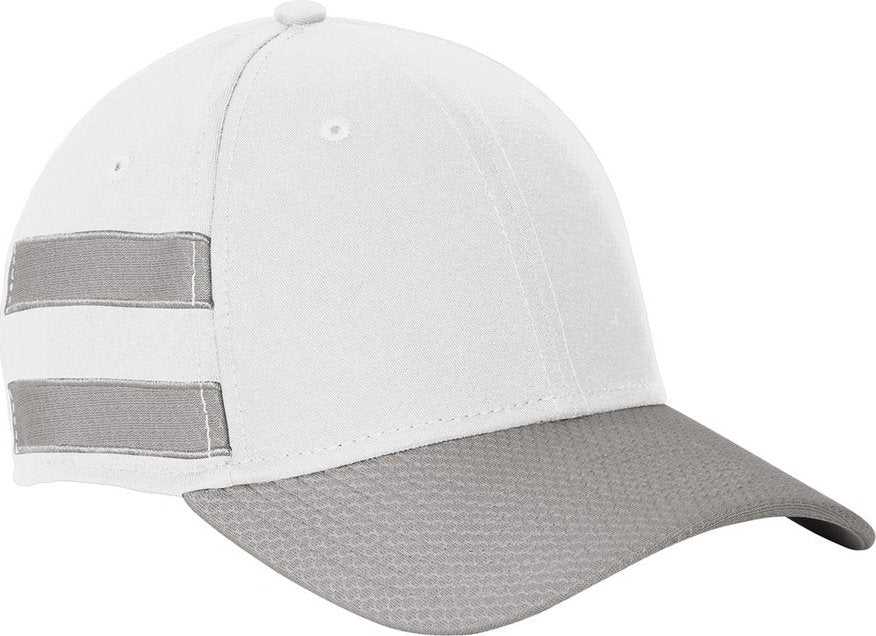 New Era NE1122 Stretch Cotton Striped Cap - White/ Grey - HIT a Double - 1
