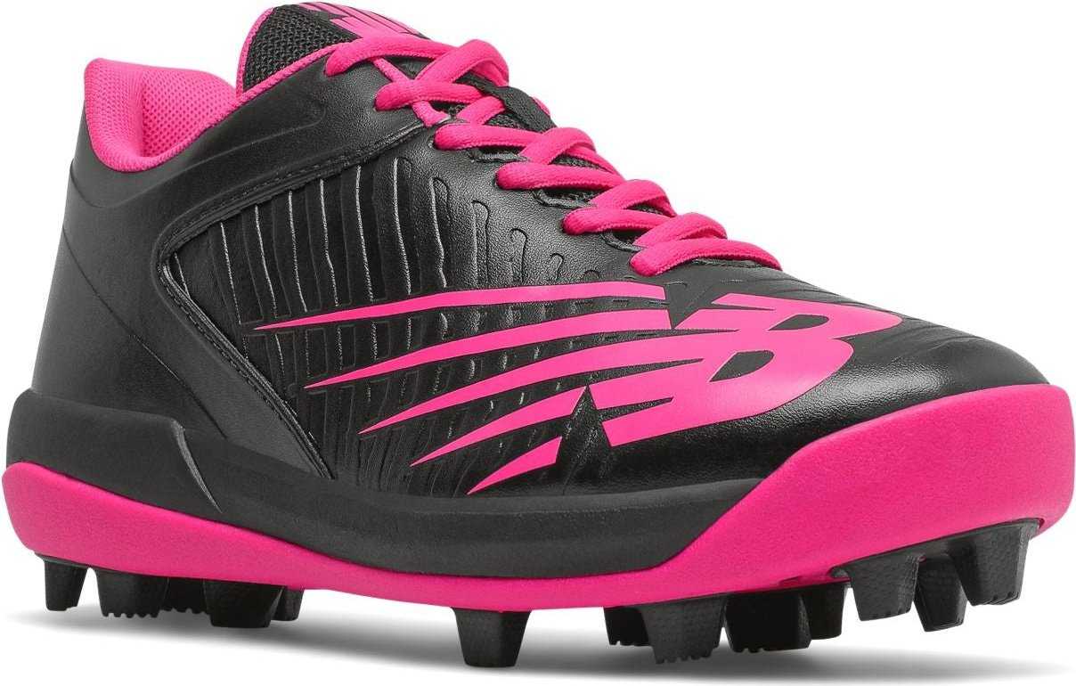 New Balance Youth J4040v6 Low Rubber Molded Cleat - Black Pink - HIT a Double