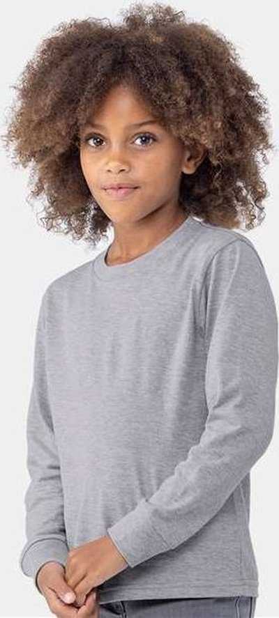 Next Level 3311 Youth Cotton Long Sleeve T-Shirt - Heather Gray - HIT a Double - 3