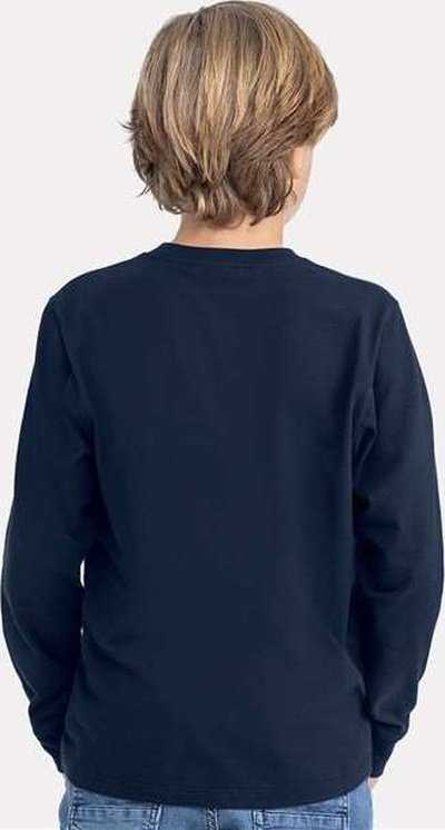 Next Level 3311 Youth Cotton Long Sleeve T-Shirt - Midnight Navy - HIT a Double - 4