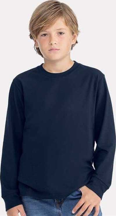 Next Level 3311 Youth Cotton Long Sleeve T-Shirt - Midnight Navy - HIT a Double - 1