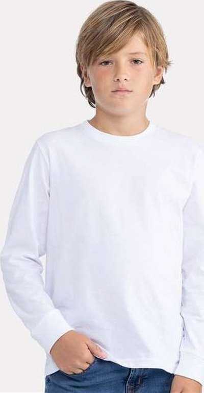 Next Level 3311 Youth Cotton Long Sleeve T-Shirt - White - HIT a Double - 2