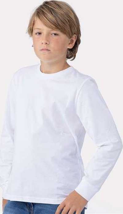 Next Level 3311 Youth Cotton Long Sleeve T-Shirt - White - HIT a Double - 3