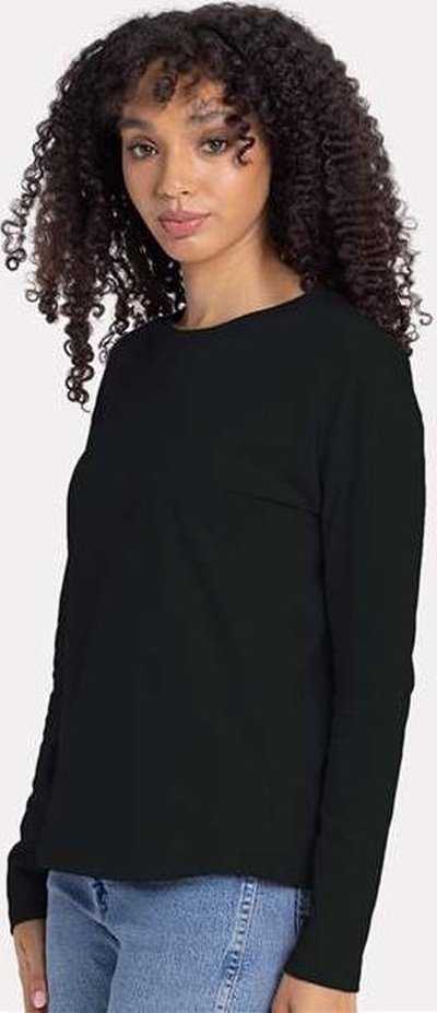 Next Level 3911 Women&#39;s Cotton Relaxed Long Sleeve T-Shirt - Black - HIT a Double - 3