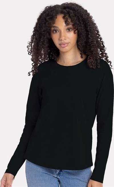 Next Level 3911 Women&#39;s Cotton Relaxed Long Sleeve T-Shirt - Black - HIT a Double - 2