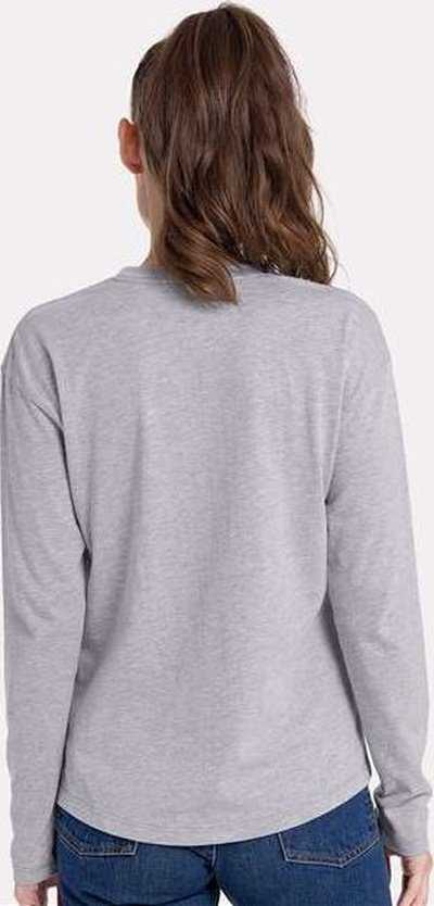 Next Level 3911 Women&#39;s Cotton Relaxed Long Sleeve T-Shirt - Heather Gray - HIT a Double - 4