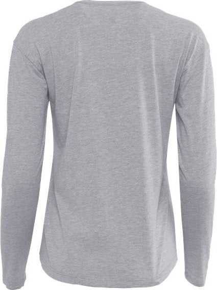 Next Level 3911 Women&#39;s Cotton Relaxed Long Sleeve T-Shirt - Heather Gray - HIT a Double - 5