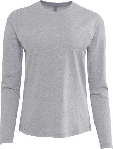 Next Level 3911 Women&#39;s Cotton Relaxed Long Sleeve T-Shirt - Heather Gray - HIT a Double - 1