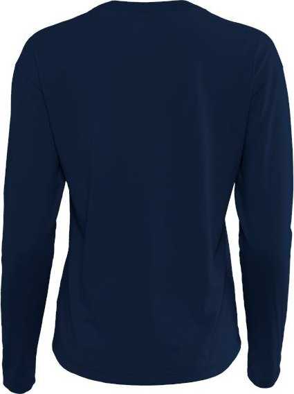 Next Level 3911 Women&#39;s Cotton Relaxed Long Sleeve T-Shirt - Midnight Navy - HIT a Double - 5