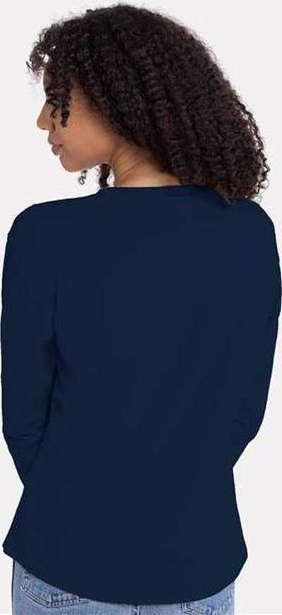 Next Level 3911 Women&#39;s Cotton Relaxed Long Sleeve T-Shirt - Midnight Navy - HIT a Double - 4