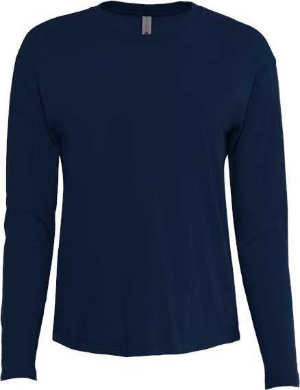 Next Level 3911 Women&#39;s Cotton Relaxed Long Sleeve T-Shirt - Midnight Navy - HIT a Double - 1