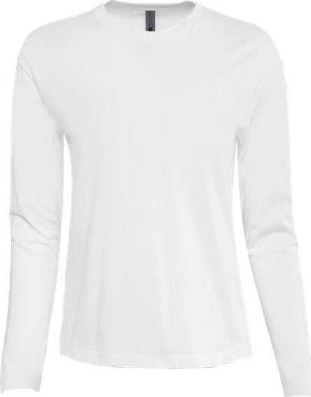 Next Level 3911 Women&#39;s Cotton Relaxed Long Sleeve T-Shirt - White - HIT a Double - 1