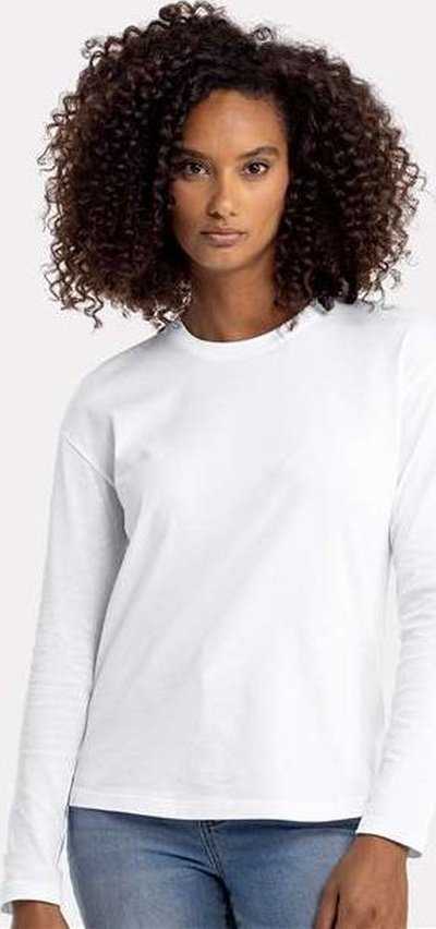 Next Level 3911 Women&#39;s Cotton Relaxed Long Sleeve T-Shirt - White - HIT a Double - 2