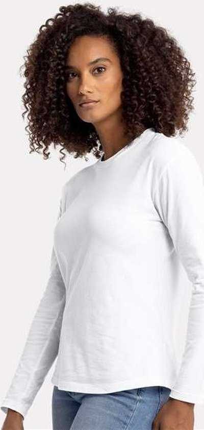 Next Level 3911 Women&#39;s Cotton Relaxed Long Sleeve T-Shirt - White - HIT a Double - 3
