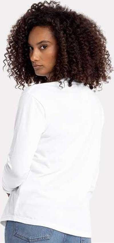 Next Level 3911 Women&#39;s Cotton Relaxed Long Sleeve T-Shirt - White - HIT a Double - 4