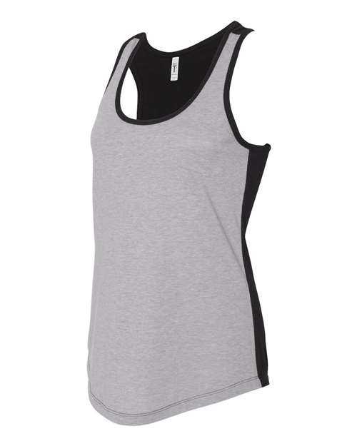 Next Level 1534 Womens Ideal Colorblocked Racerback Tank - Heather Gray Black - HIT a Double - 2