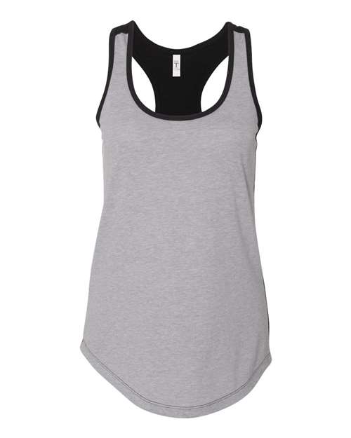 Next Level 1534 Womens Ideal Colorblocked Racerback Tank - Heather Gray Black - HIT a Double - 1