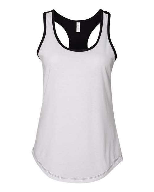 Next Level 1534 Womens Ideal Colorblocked Racerback Tank - White Black - HIT a Double - 1