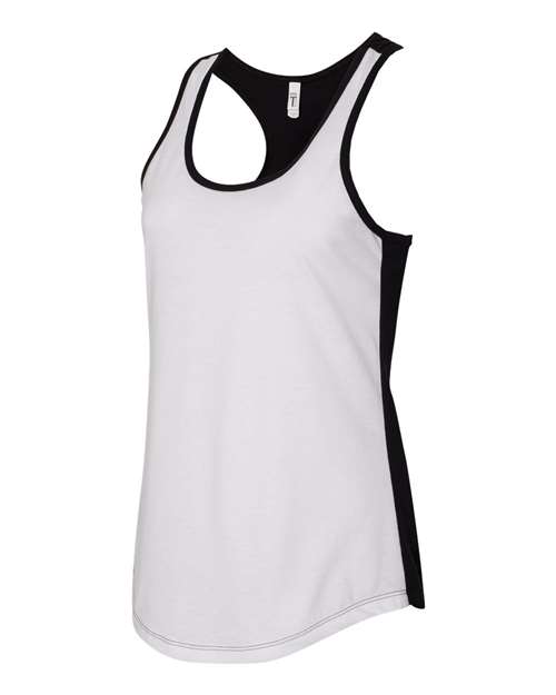 Next Level 1534 Womens Ideal Colorblocked Racerback Tank - White Black - HIT a Double - 2
