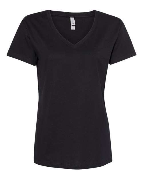 Next Level 3940 Womens Fine Jersey Relaxed V T-Shirt - Black - HIT a Double