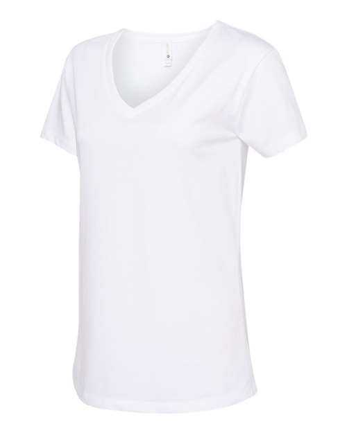 Next Level 3940 Womens Fine Jersey Relaxed V T-Shirt - White - HIT a Double