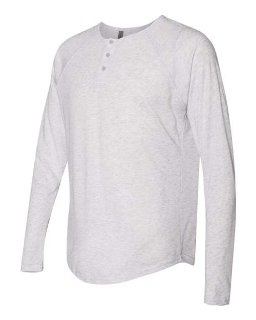 Next Level 6072 Triblend Long Sleeve Henley - Heather White - HIT a Double