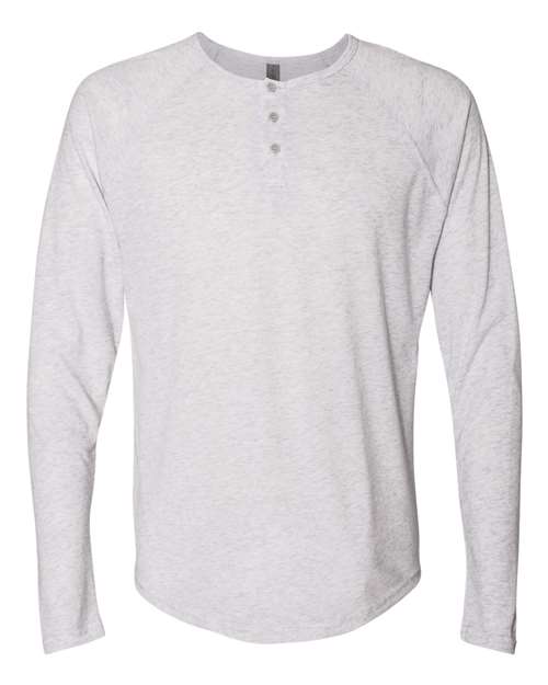 Next Level 6072 Triblend Long Sleeve Henley - Heather White - HIT a Double