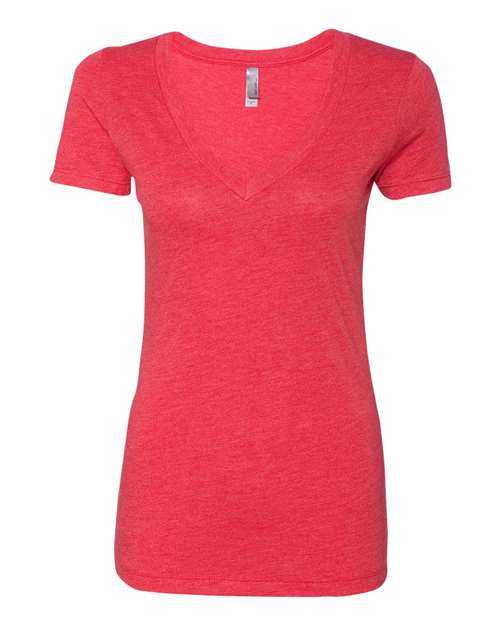 Next Level 6740 Womens Triblend Short Sleeve Deep V - Vintage Red - HIT a Double