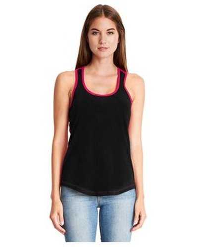 Next Level Apparel 1534 Ladies&#39; Ideal Colorblock Racerback Tank - Black Red - HIT a Double