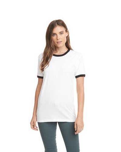 Next Level Apparel 3604 Unisex Ringer T-Shirt - White Black - HIT a Double
