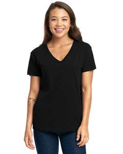 Next Level Apparel 3940 Ladies' Relaxed V-Neck T-Shirt - Black - HIT a Double