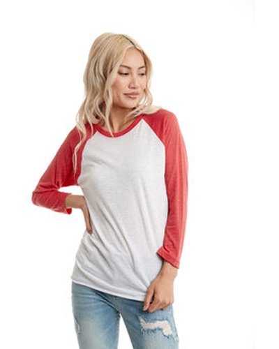 Next Level Apparel 6051 Unisex Triblend 3/4 Sleeve Raglan - Vin Red Heather White - HIT a Double