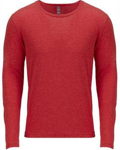 Next Level Apparel 6071 Men&#39;s Triblend Long-Sleeve Crew - Vintage Red - HIT a Double